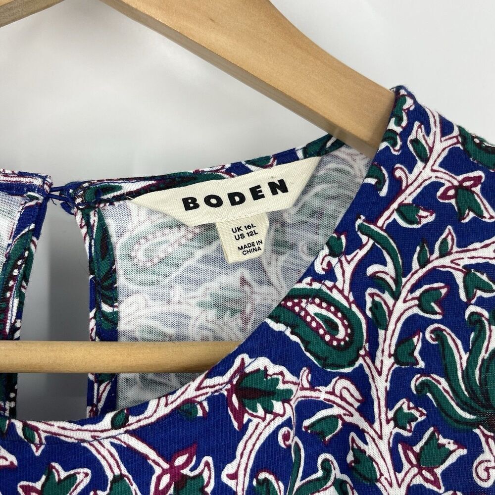 Boden Tank Dress Size 12 Long Swing Jersey High Neck Festival Sleeveless Print - Picture 3 of 9